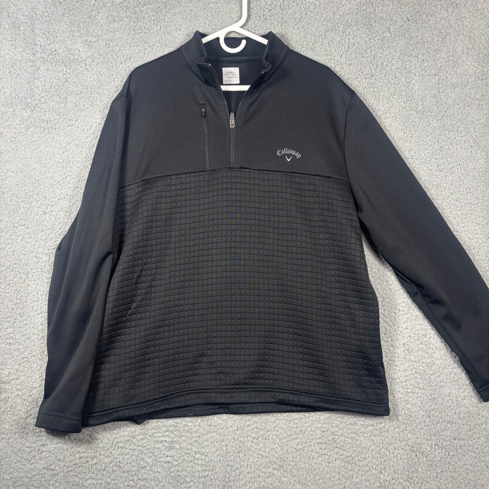 Callaway Quarter Zip Pullover Men XL Black CGKFE0F3 Quilted Grid Performance Top